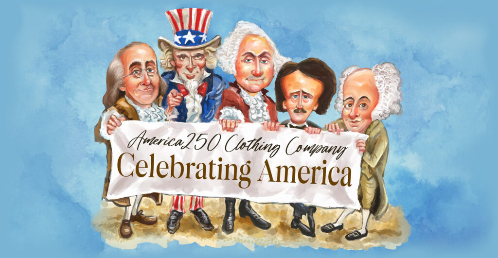 America 250 Clothing featuring historical figures in US history